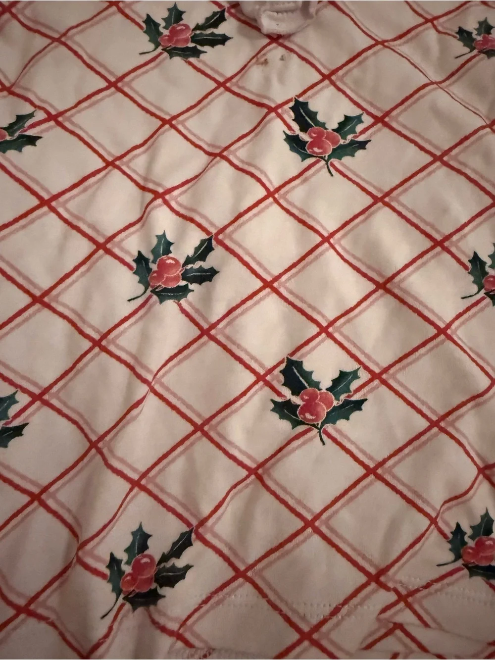 Little English Girls White and Red Lattice Floral Christmas Pajama Set
